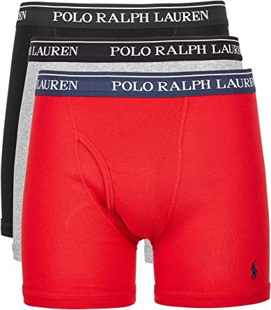 Polo Ralph Lauren Men's Classic Slim Fit Stretch Boxer , Blue/R/Red/Cruise Navy, Large